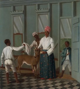 Bedienden wassen een hert door Agostino Brunias